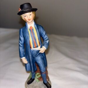 Vintage Ljung  Porcelain Figurine of Young Man in Blue Coat and Black Hat